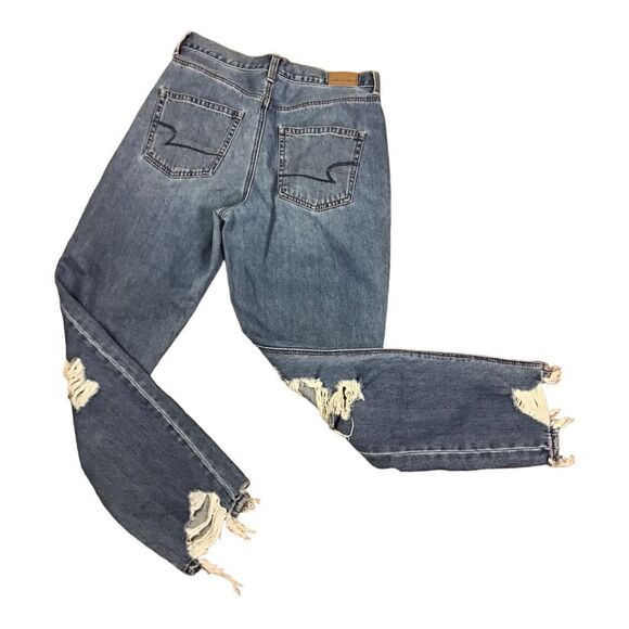American Eagle Mom Jeans Busted Knee & Chewed Hem Jeans Size 6 - Picture 3 of 12